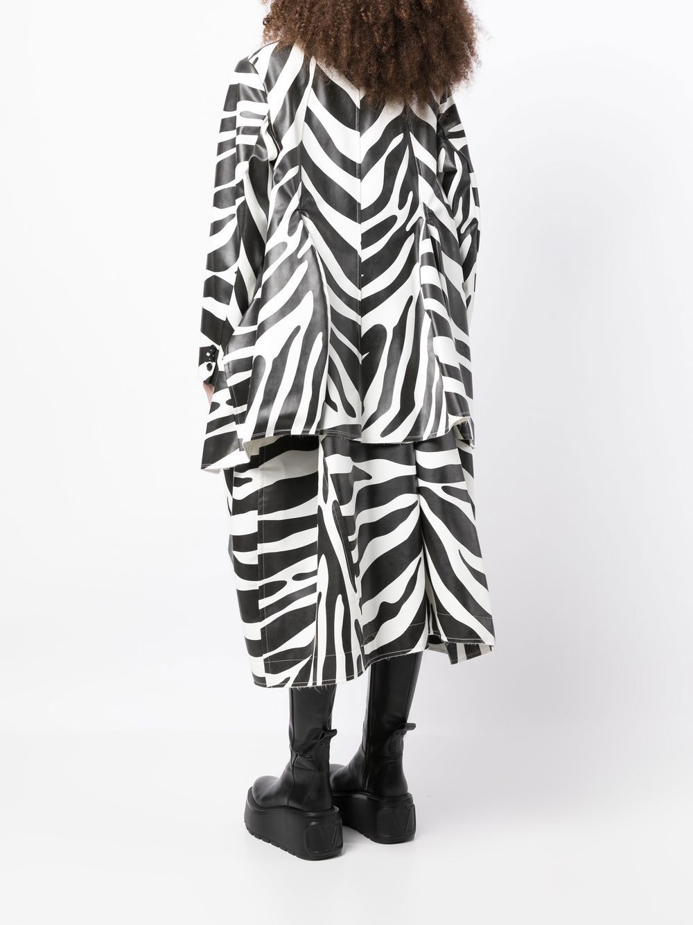 zebra-print single-breasted coat - 4