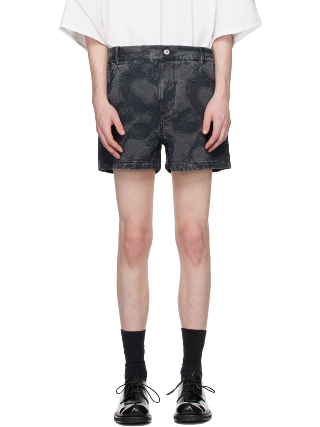 Black Dragon Denim Shorts - 1