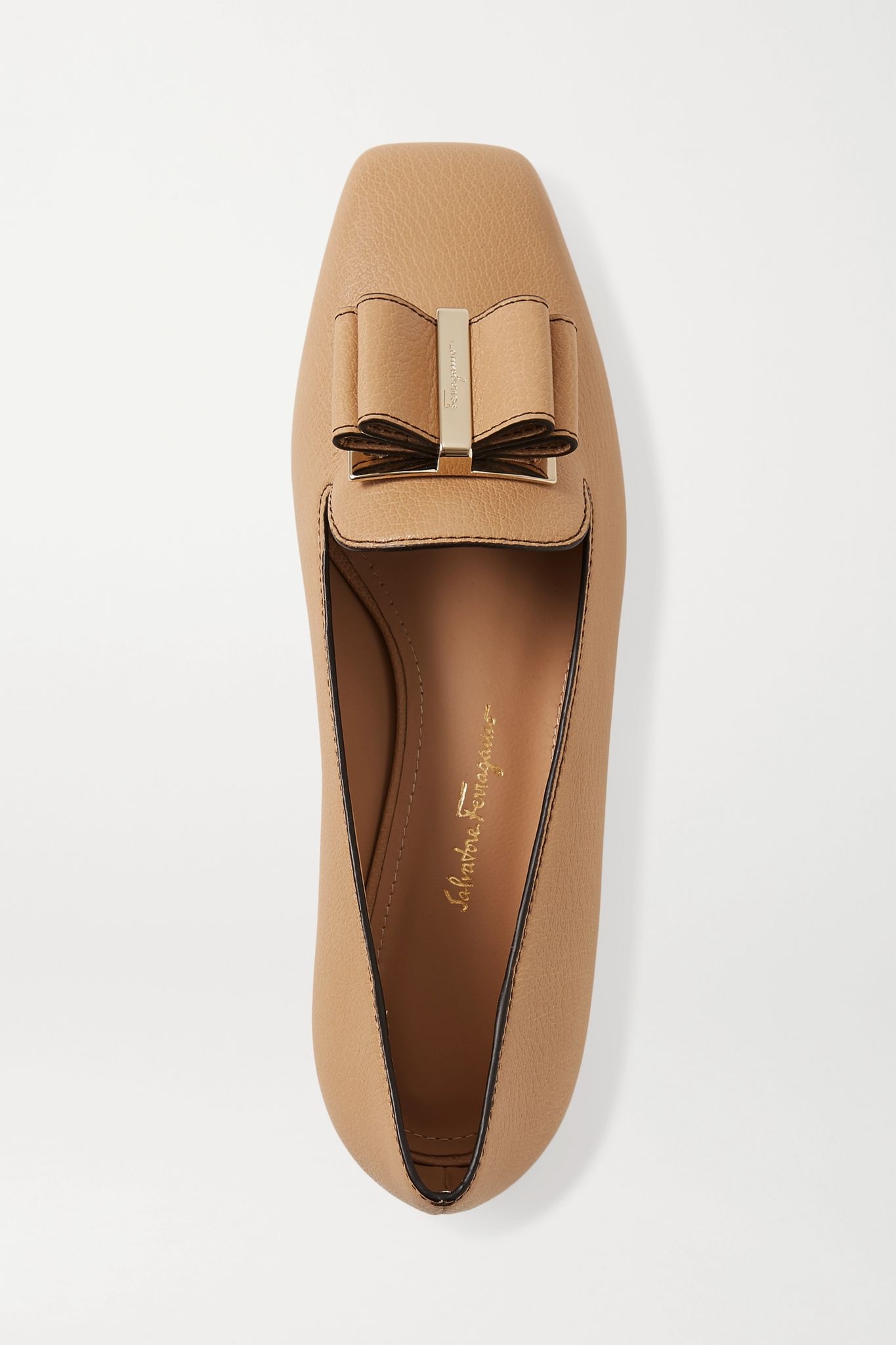 Zaneta bow-embellished textured-leather loafers - 5