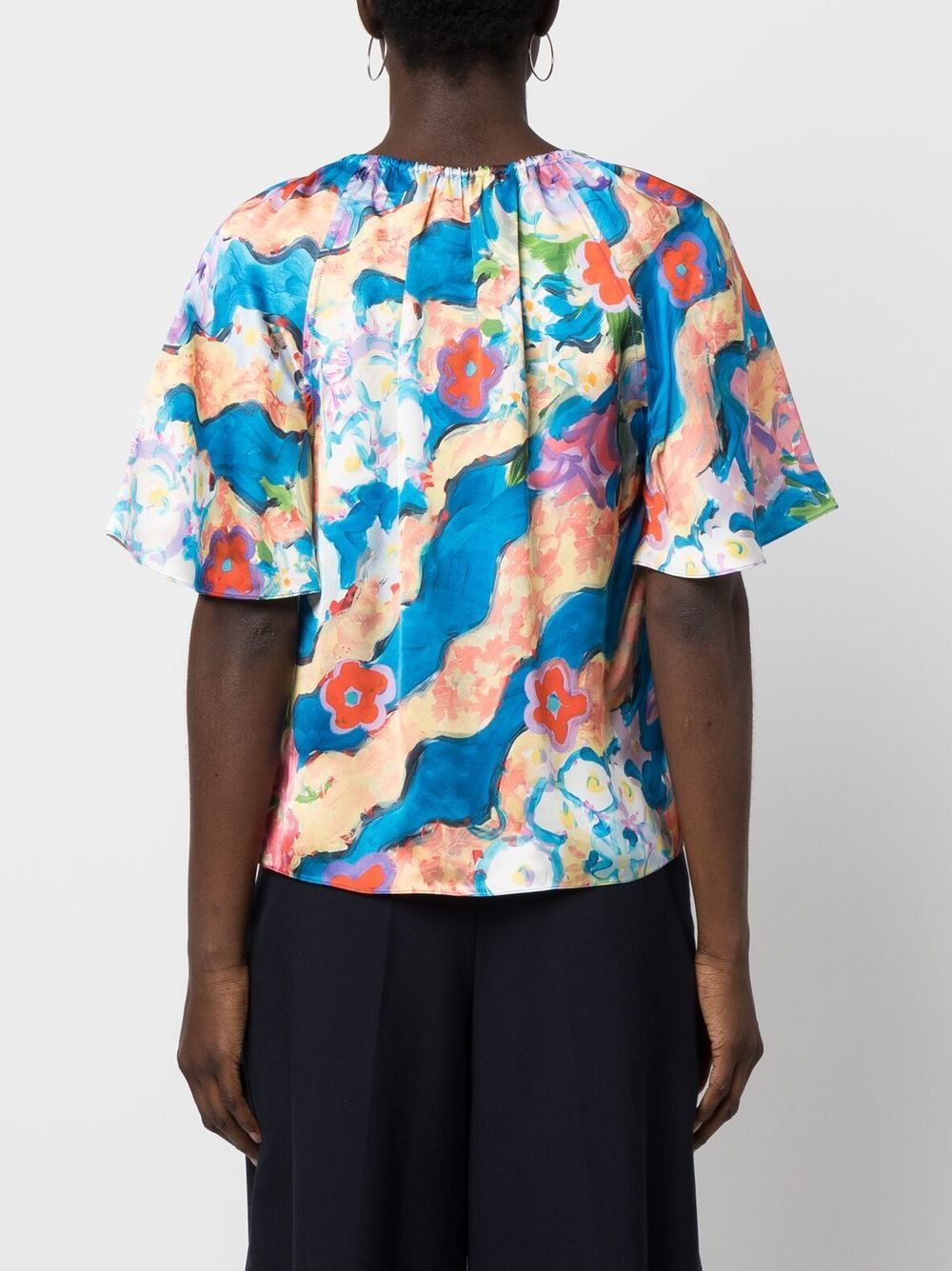 floral-print short-sleeve blouse - 4