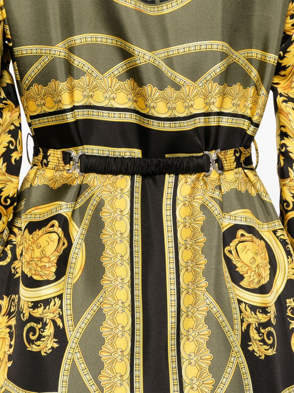 Barocco-print belted midi dress - 5