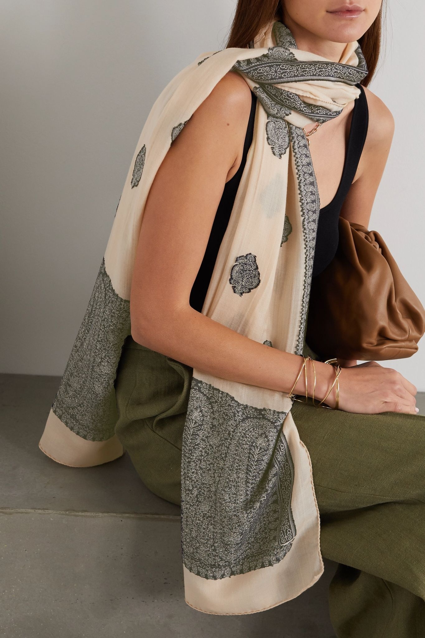 Wool-blend jacquard scarf  - 2