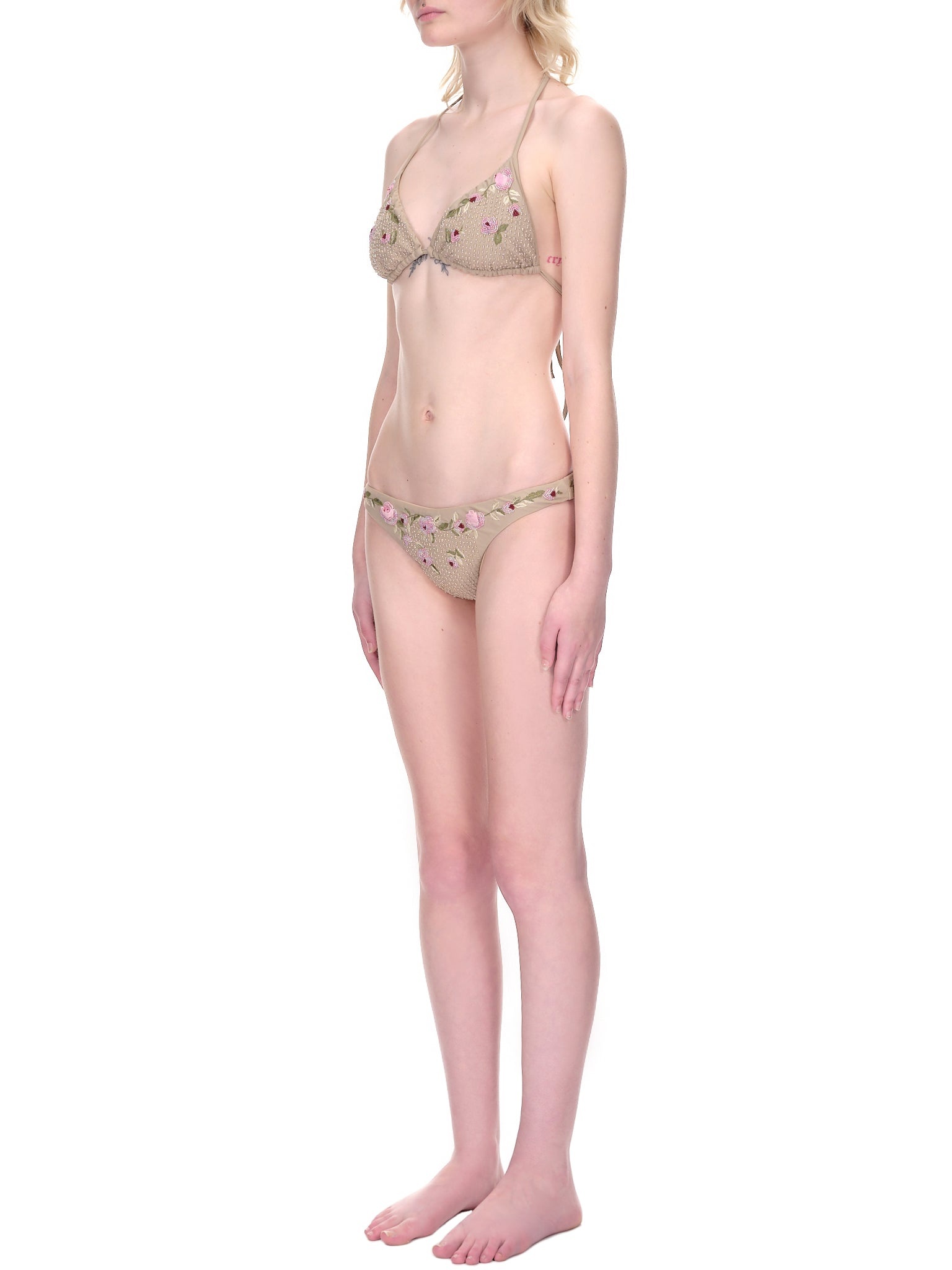 Triangle Top Embroidered Bikini - 2