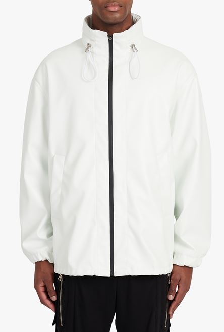 White and black faux leather bomber jacket - 5