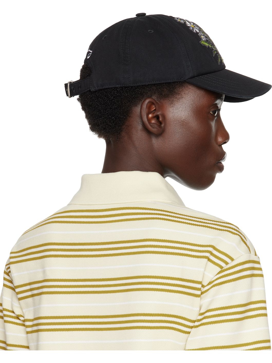 Black Daisy 'B' Gabardine Baseball Cap - 3