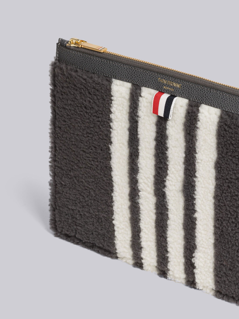 Thom Browne Curly Merino Shearling 4-Bar Small Document Holder outlook