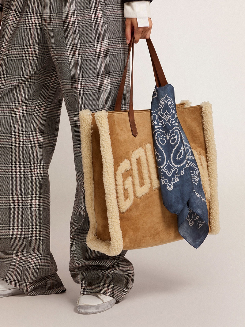 Golden Goose North-South California Bag in suede leather with shearling outlook