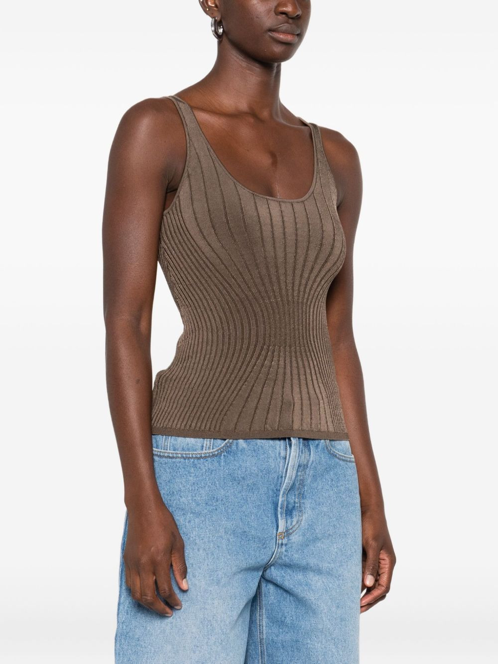 ribbed square-neck top - 3