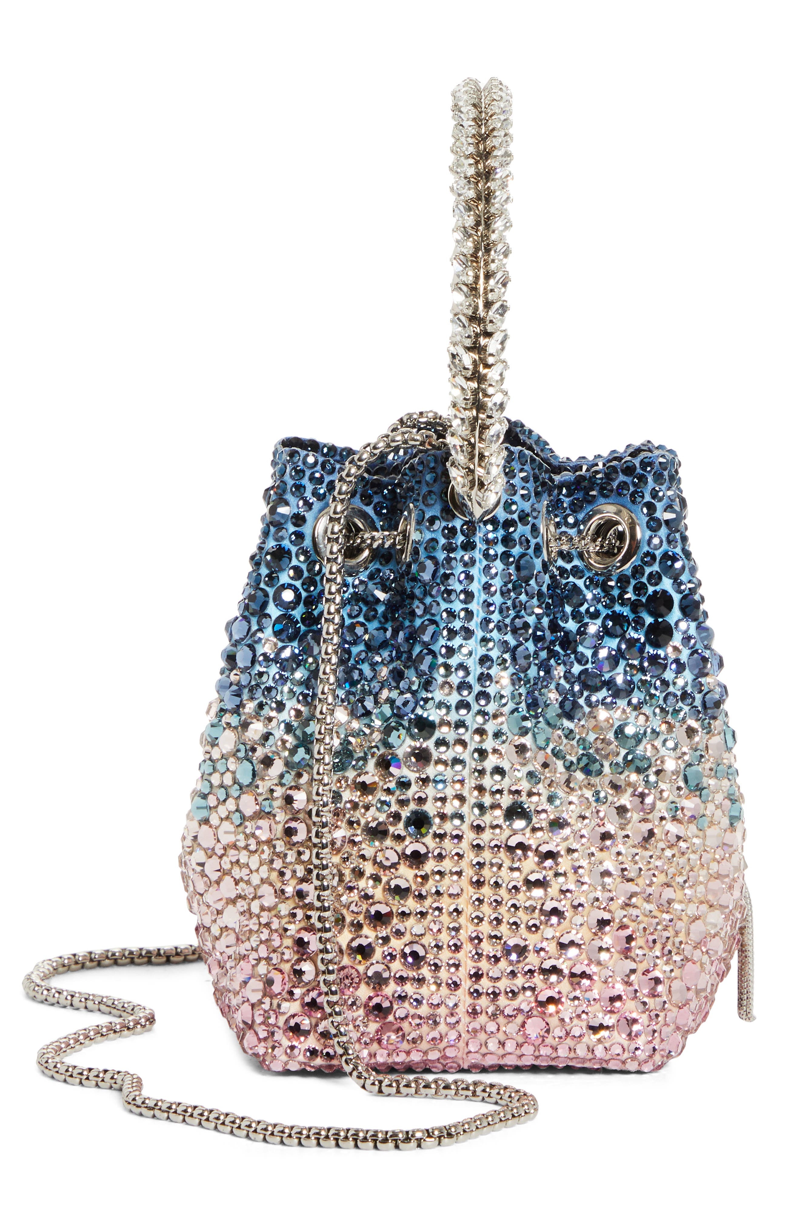 Jimmy Choo Bon Bon Crystal Embellished Drawstring Top Handle Pouch in Sunrise Mix at Nordstrom - 4