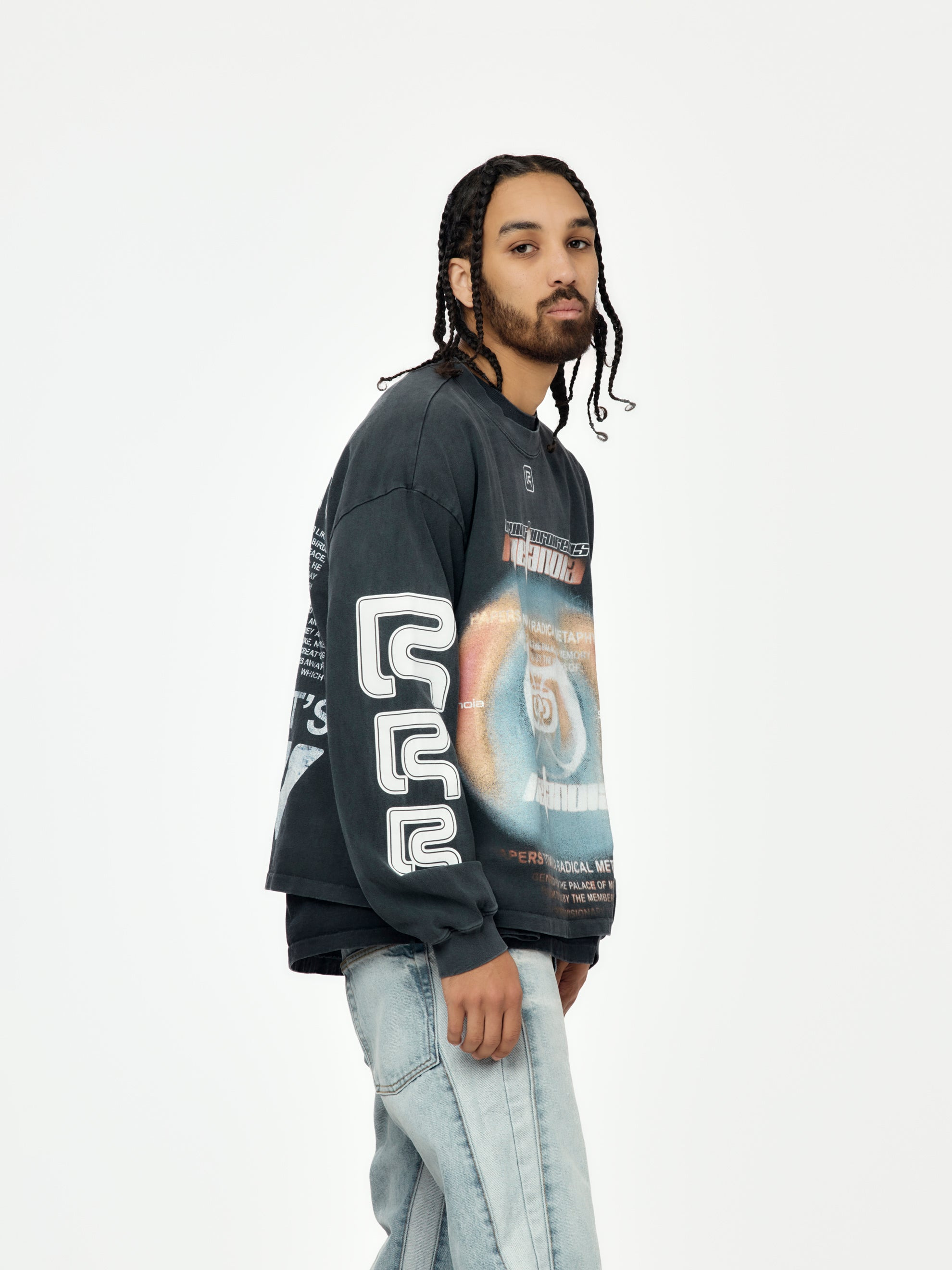 DIVINITY PAPER GARDEN LS TEE (FADED BLACK) - 2