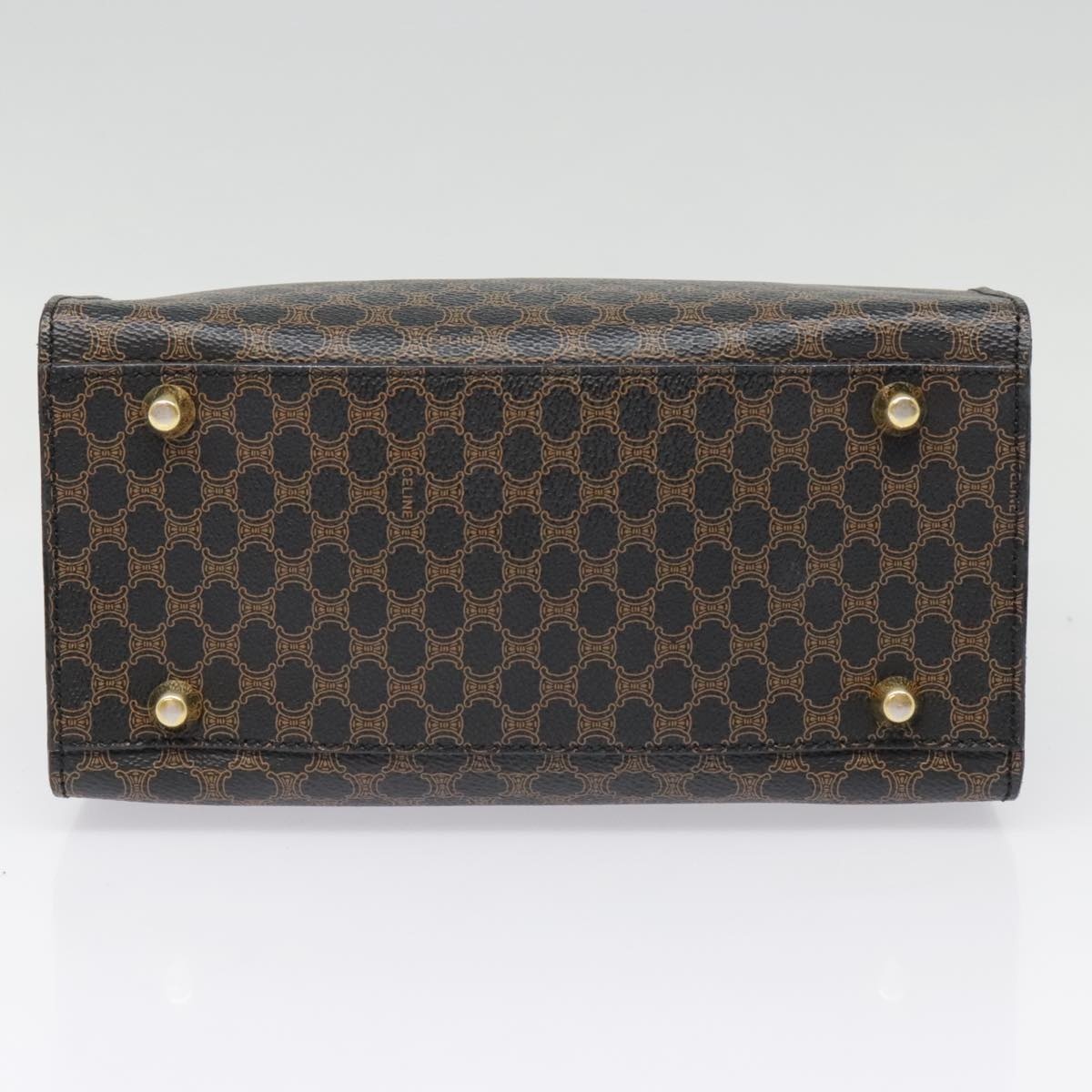 CELINE Macadam Canvas Hand Bag Pvc Leather Black Gold - 6