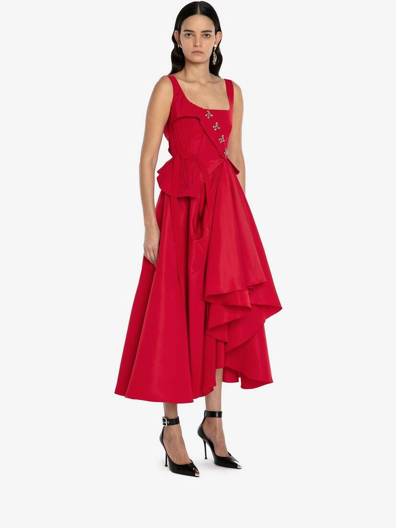 Asymmetric Drape Dress in Welsh Red 3