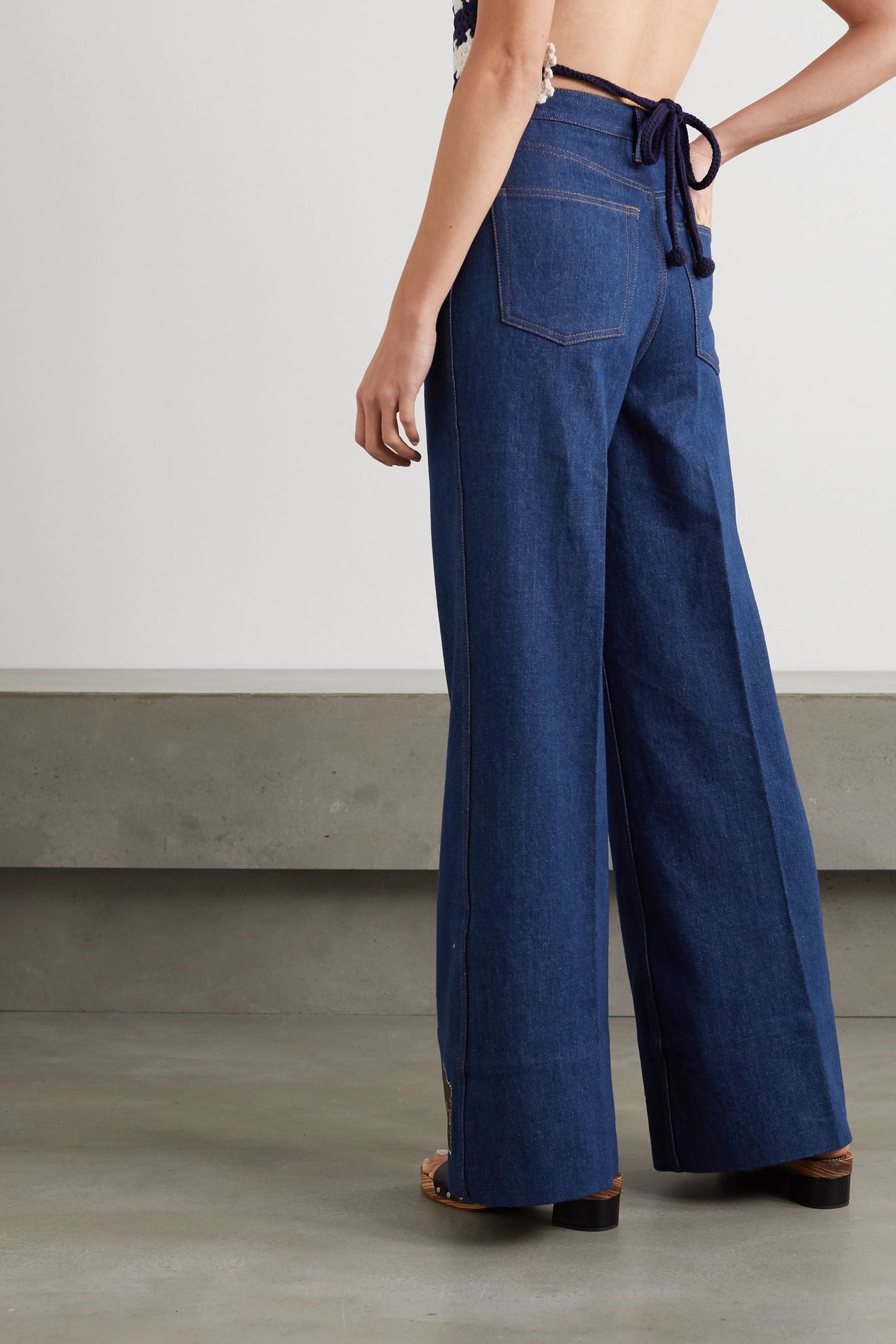 Appliquéd high-rise wide-leg jeans  - 3