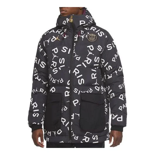 Air Jordan Paris Saint-Germain Casual protection against cold Stay Warm hooded down Jacket Black CK9 - 1