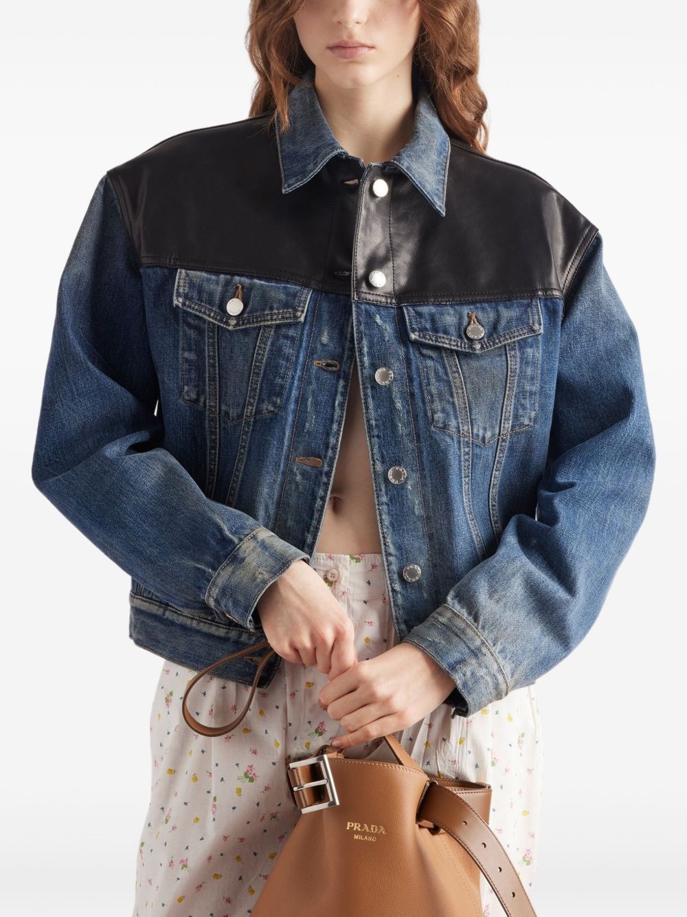 panelled denim jacket - 4