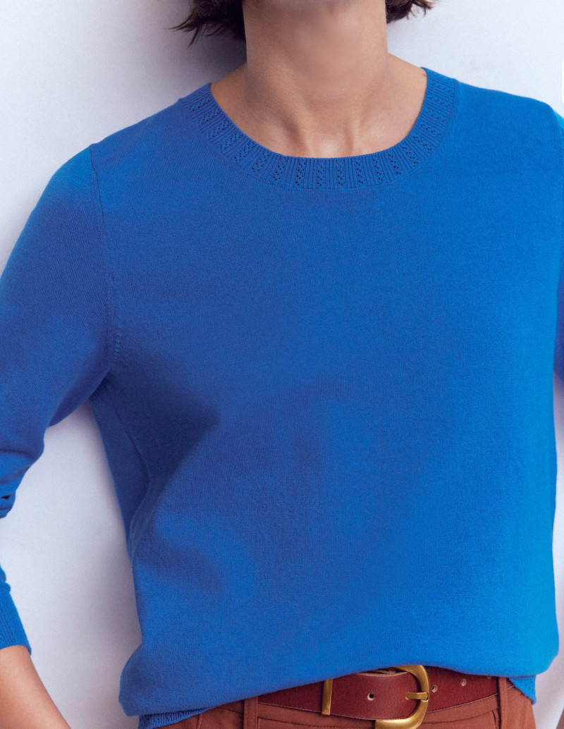 Emilia Cotton Crew Sweater-Kingfisher Blue 3