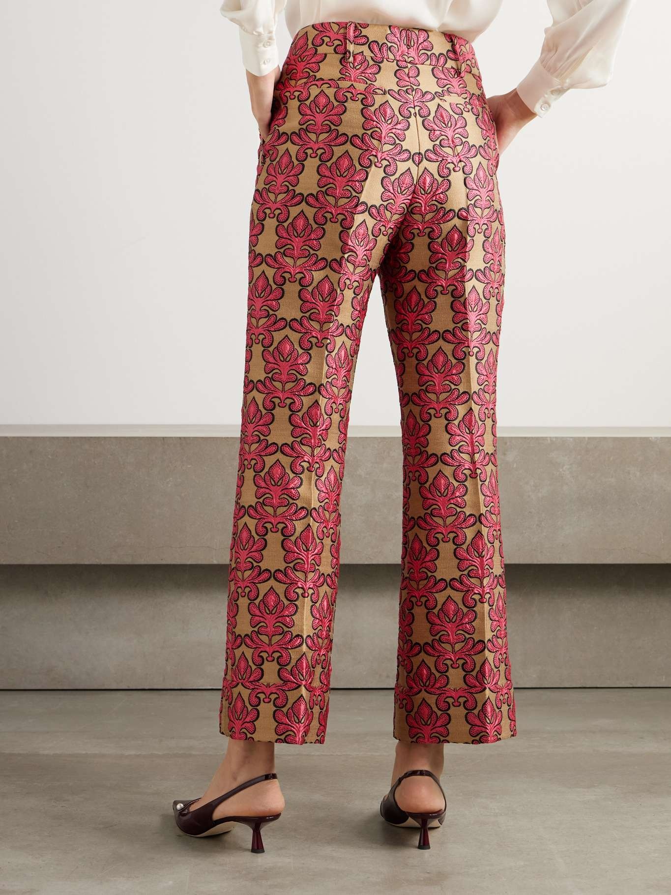 Hendrix jacquard wide-leg pants Pink - 3