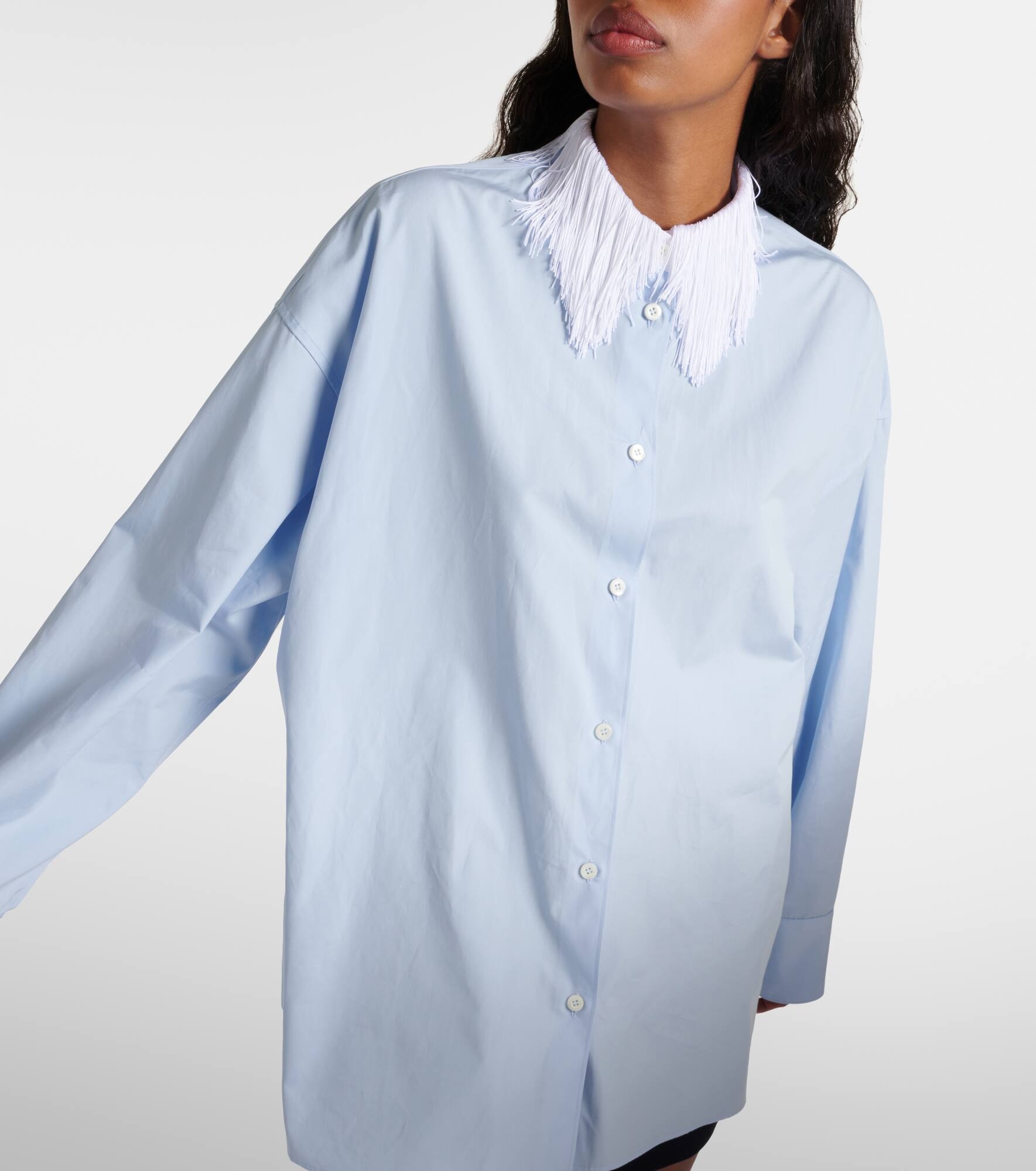 Fringe-trimmed cotton poplin shirt - 4