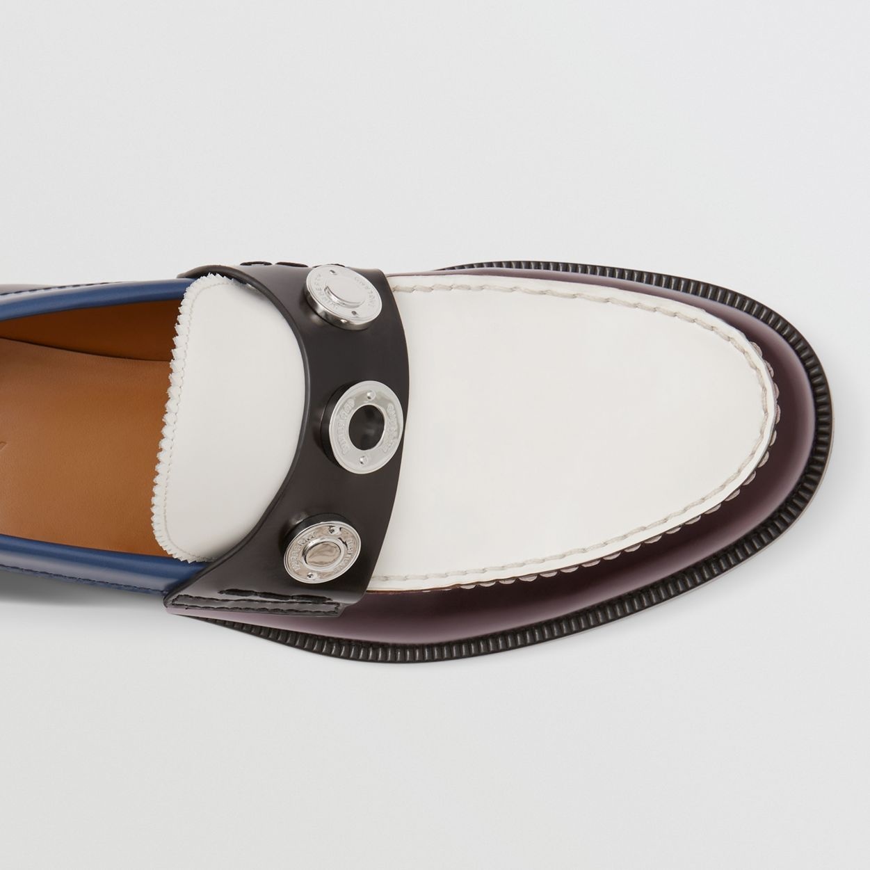 Logo Detail Colour Block Leather Loafers - 3