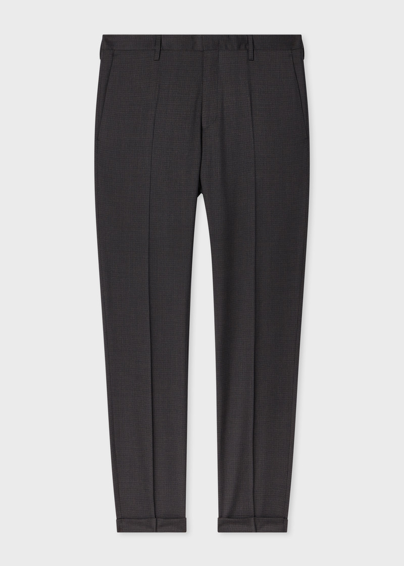 Slim-Fit Brown Puppytooth Wool Trousers 1