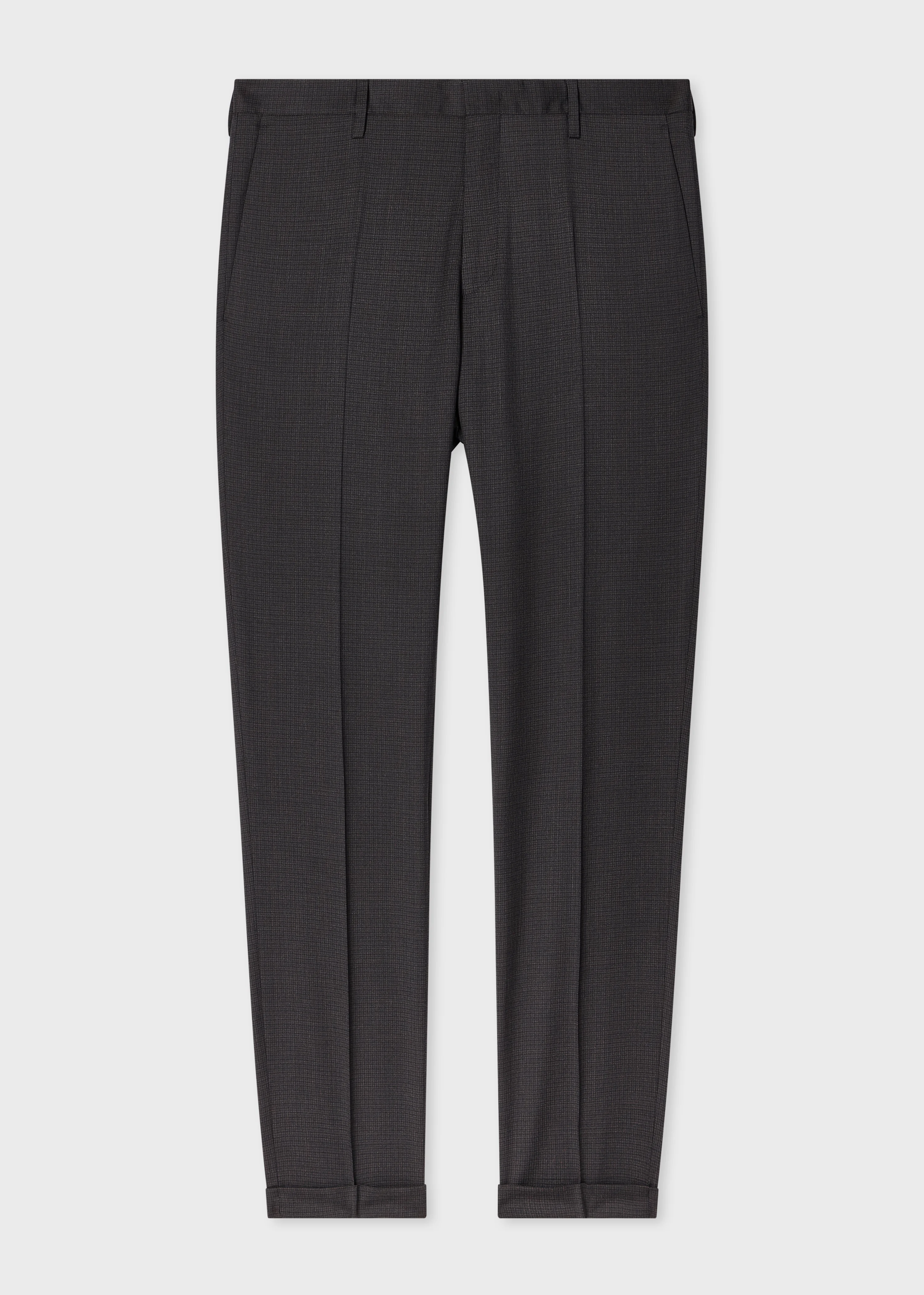 Slim-Fit Brown Puppytooth Wool Trousers - 1