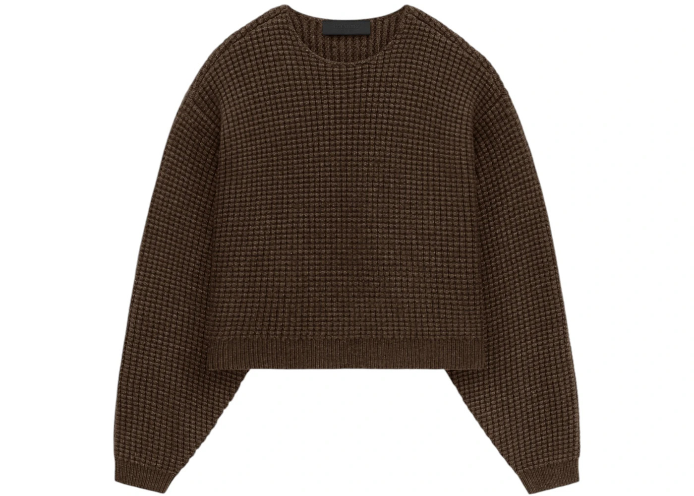 Fear of God Essentials Women's Heavy Waffle Cropped Sweater Brown - 1