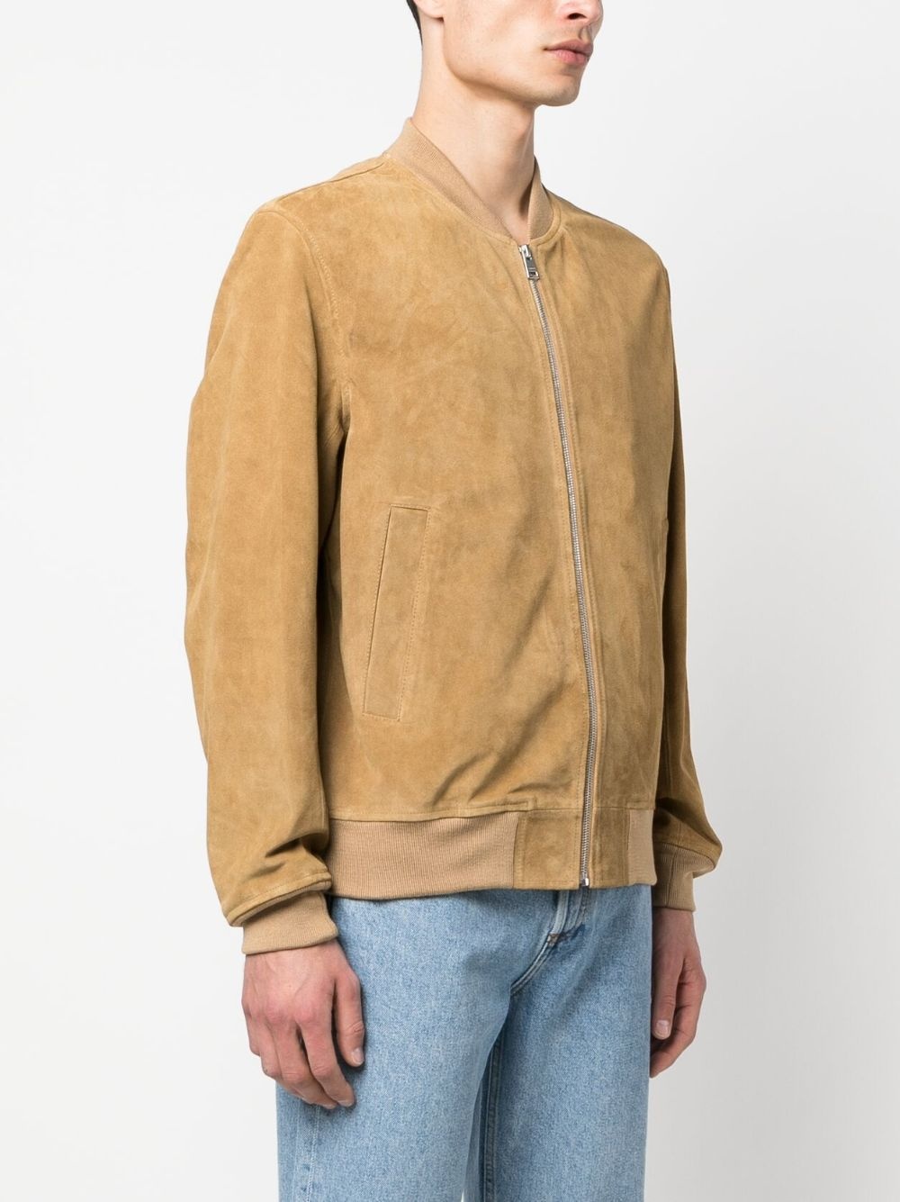 zip-up suede jacket - 3