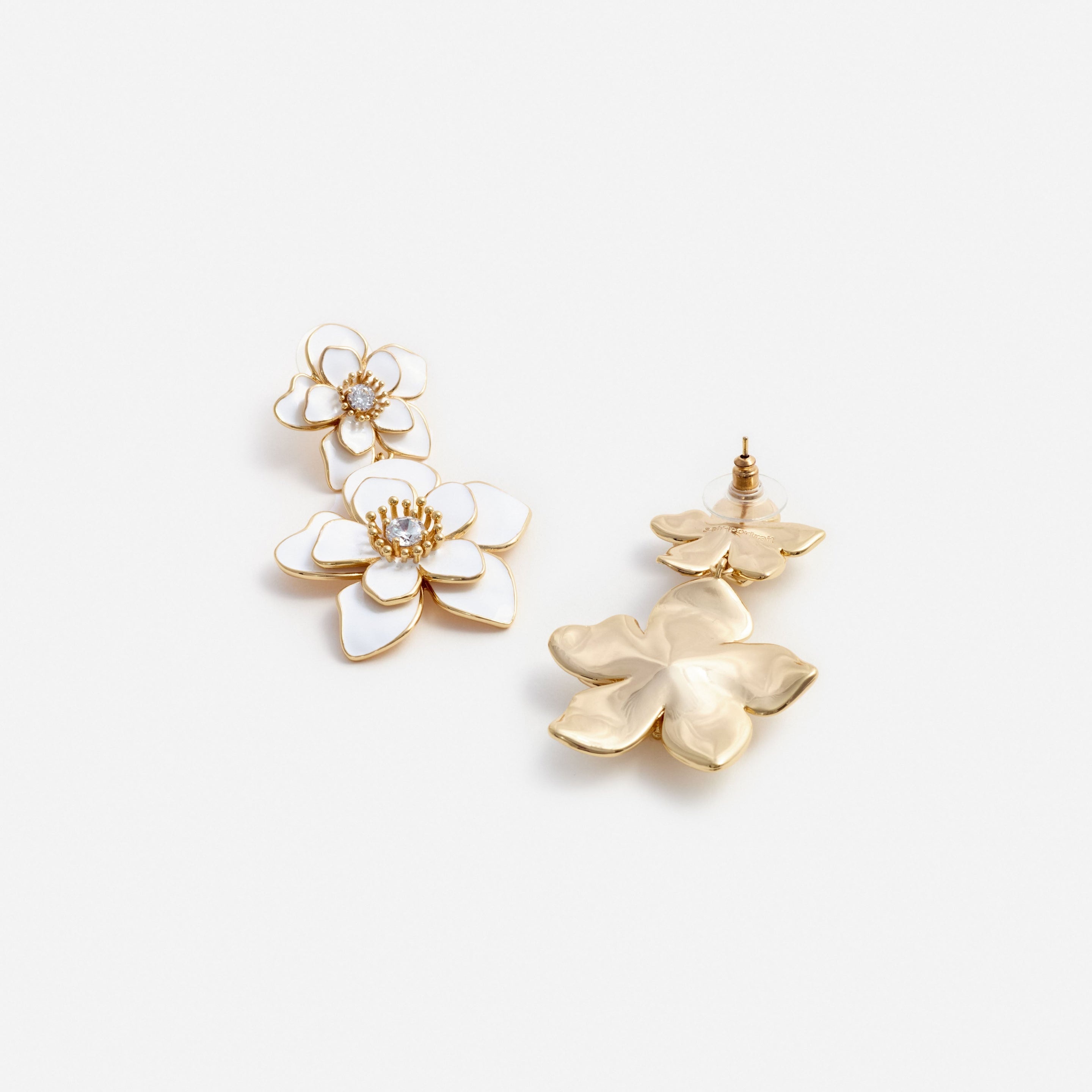 Enamel Flower Tiered Earrings - 2