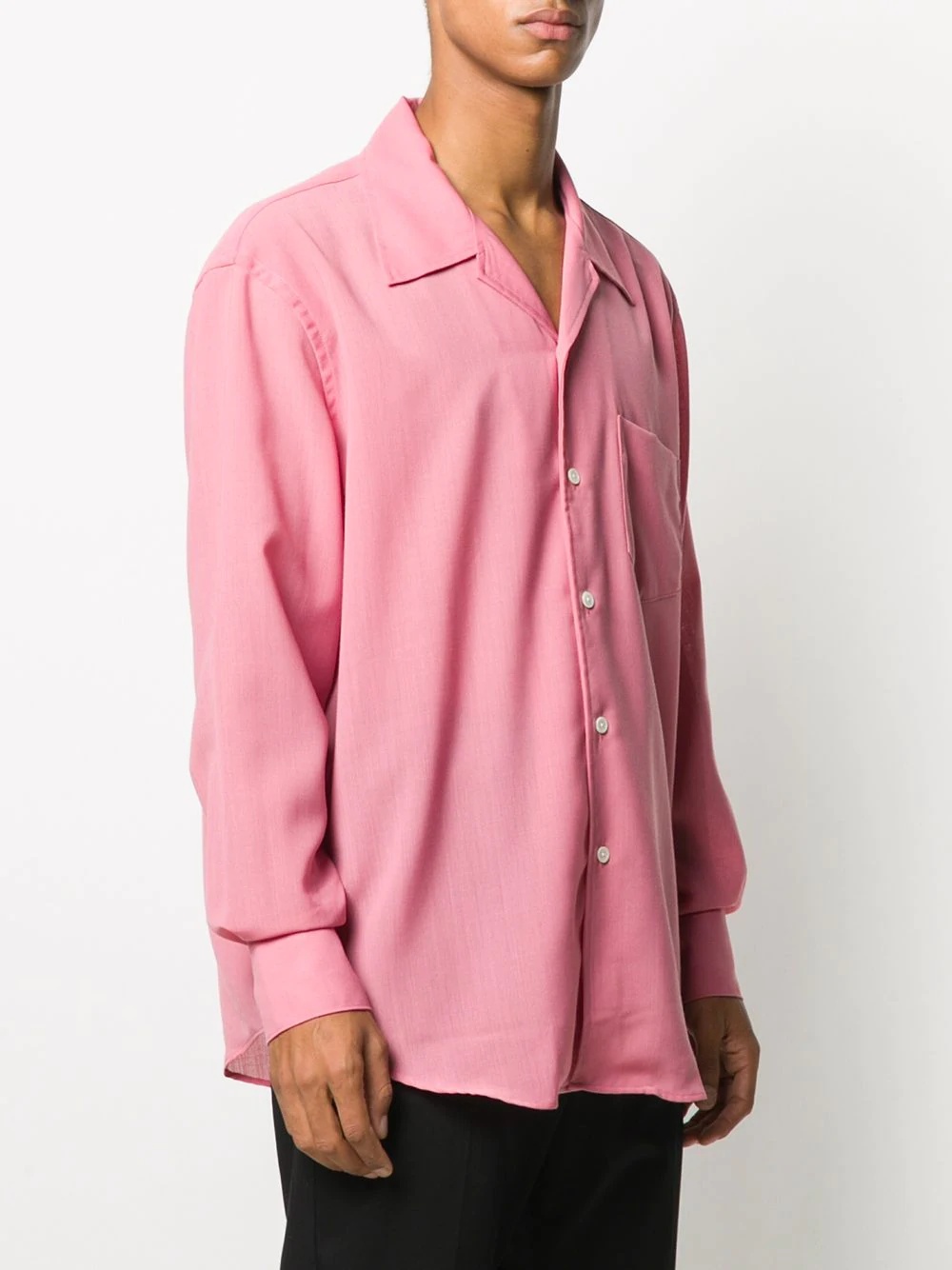 notch collar long sleeved shirt - 3