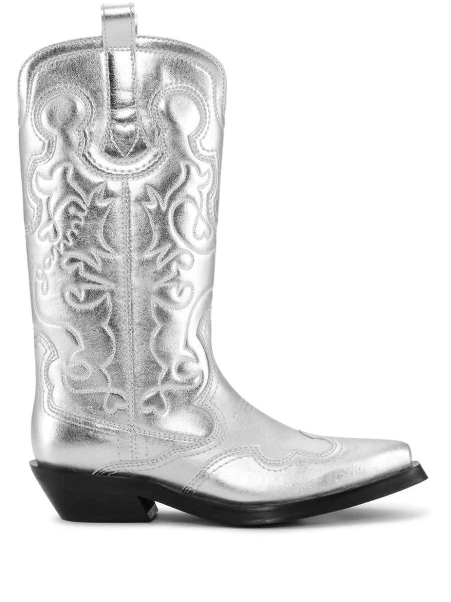 Ganni GANNI MID SHAFT EMBROIDERED WESTERN SHOES - 1