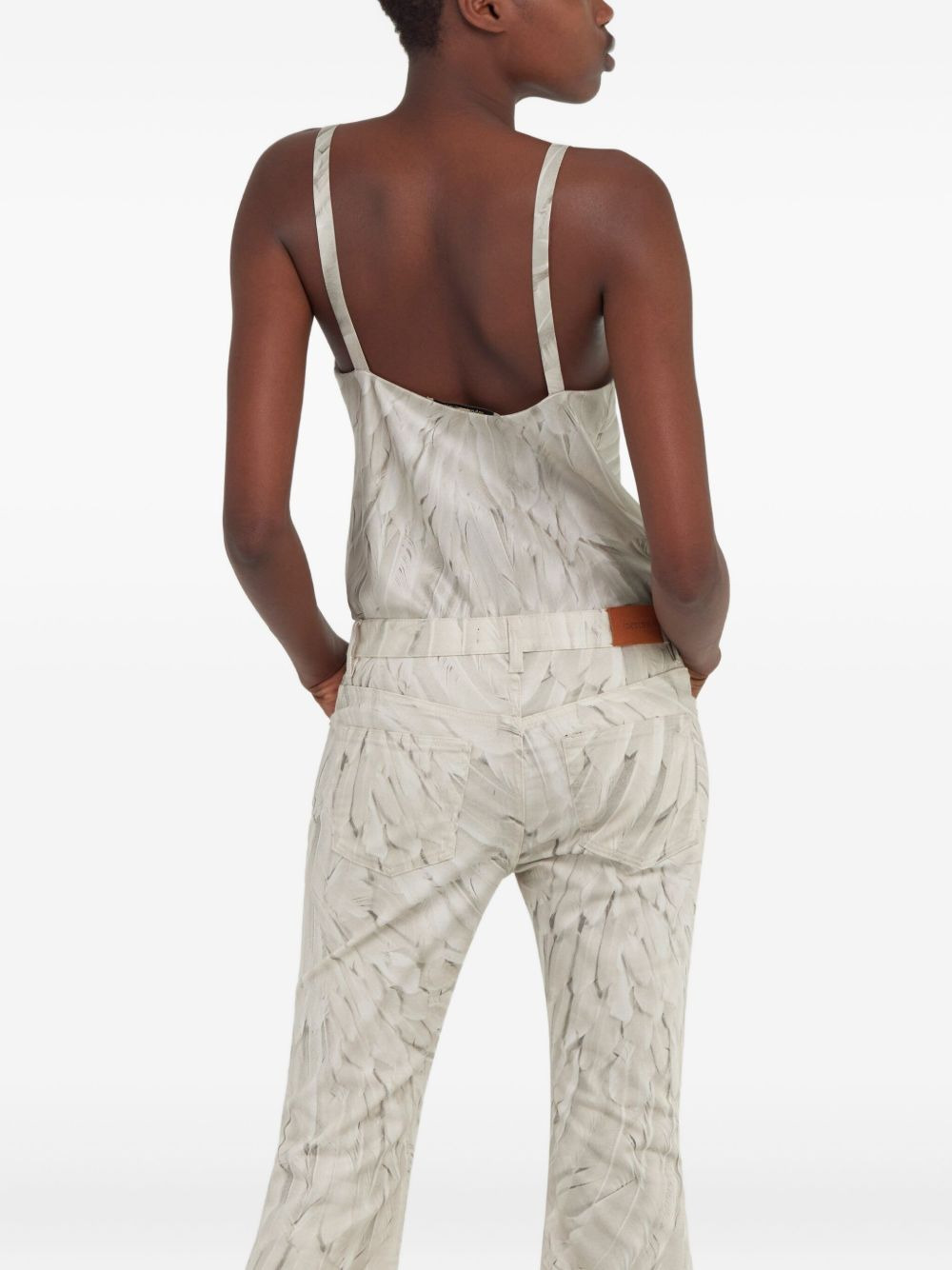 feather-print silk tank top - 4