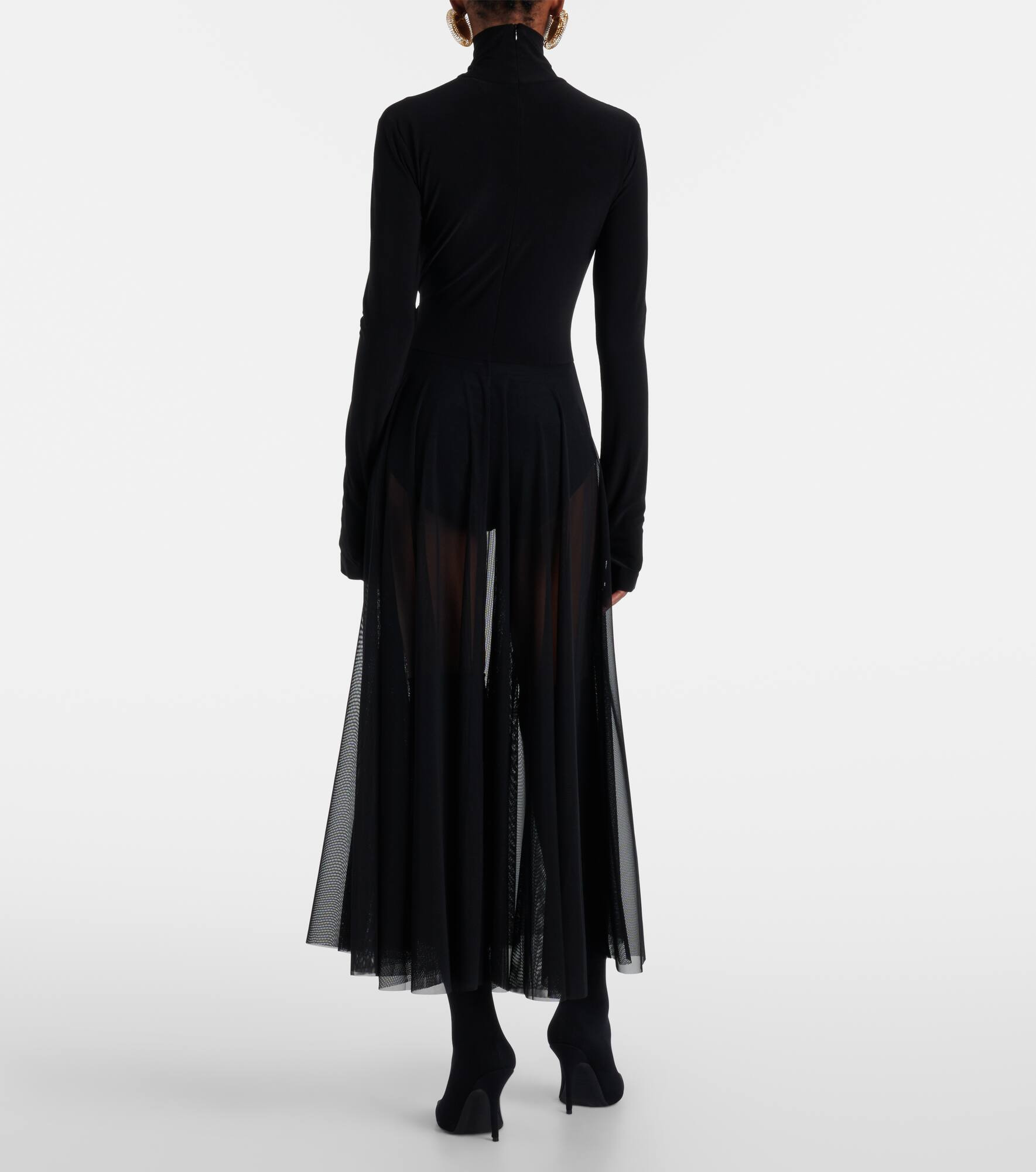 Sheer jersey and mesh midi dress - 3