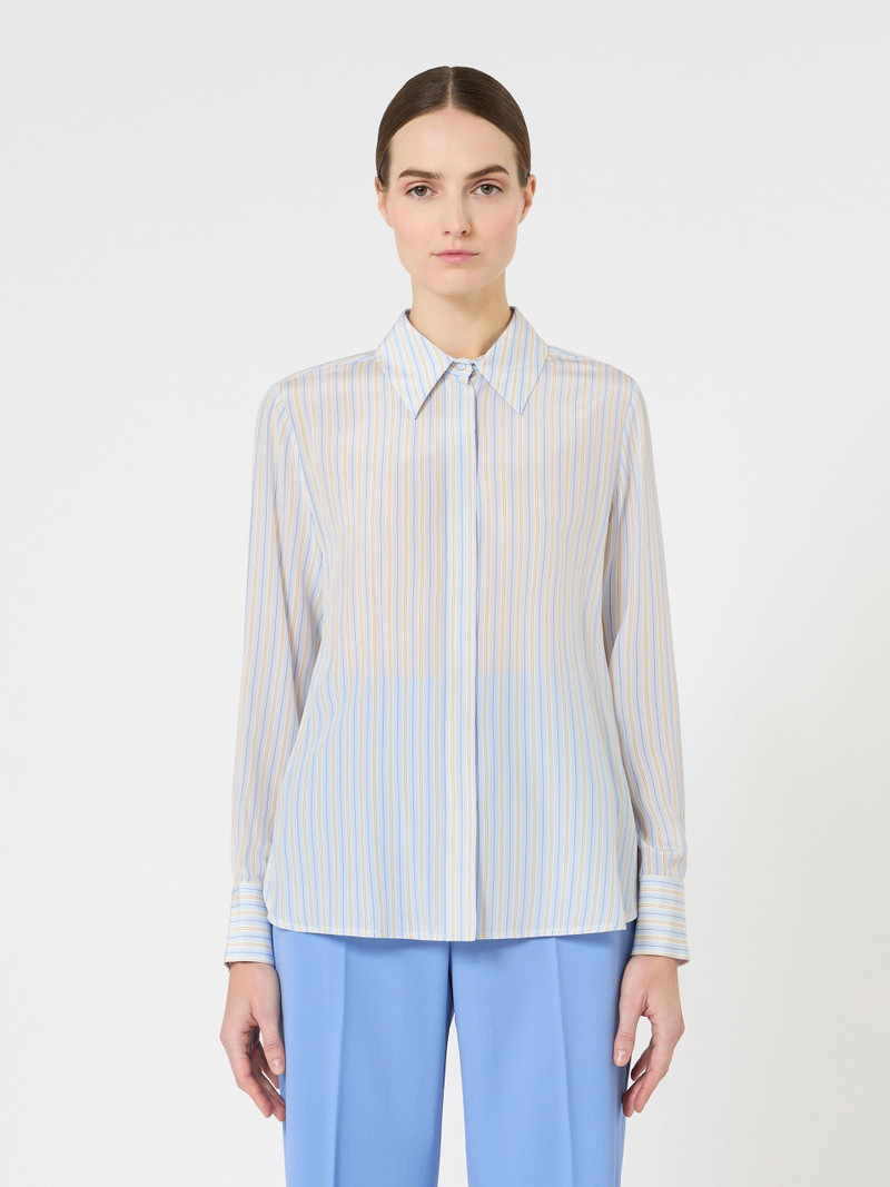 FLIRT Printed crepe de chine shirt - LIGHT BLUE 3