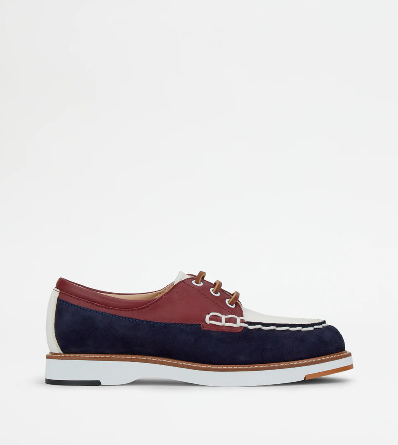 LACE-UPS IN LEATHER - WHITE, BLUE - 1