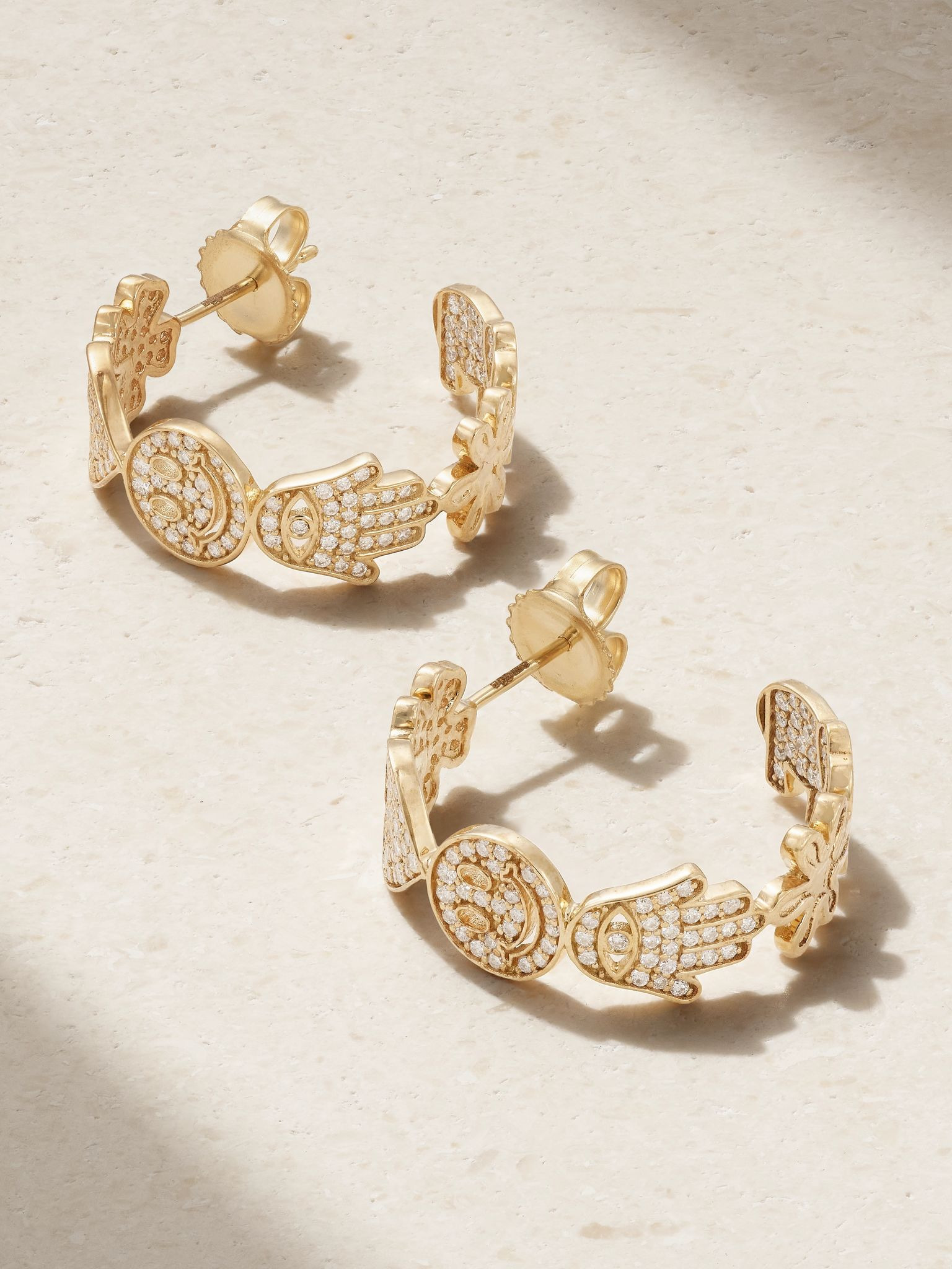 Medium Icon 14-karat gold diamond hoop earrings Gold - 3