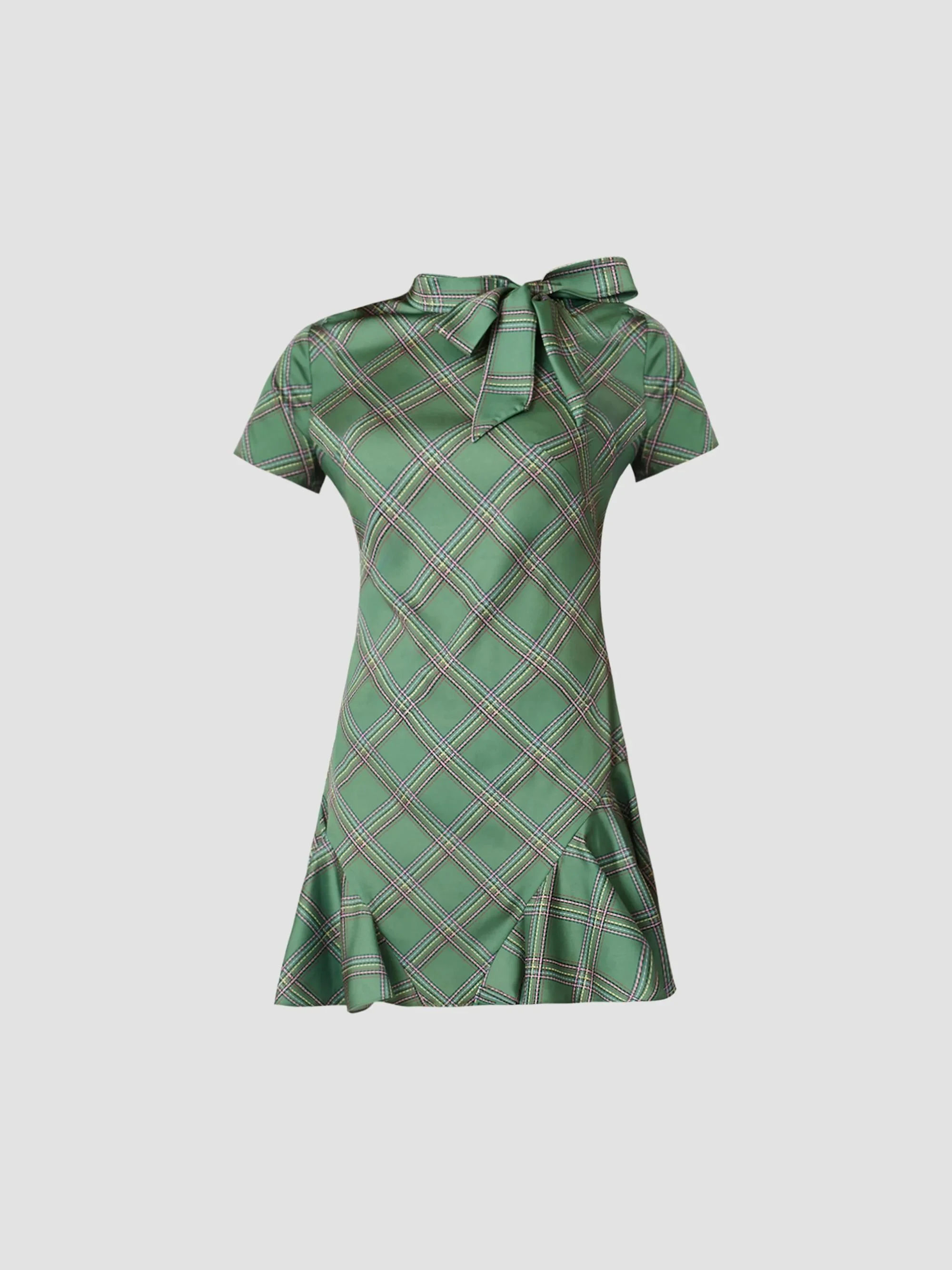 Women's Bosher Dash Plaid Mini Dress - Olive - 1