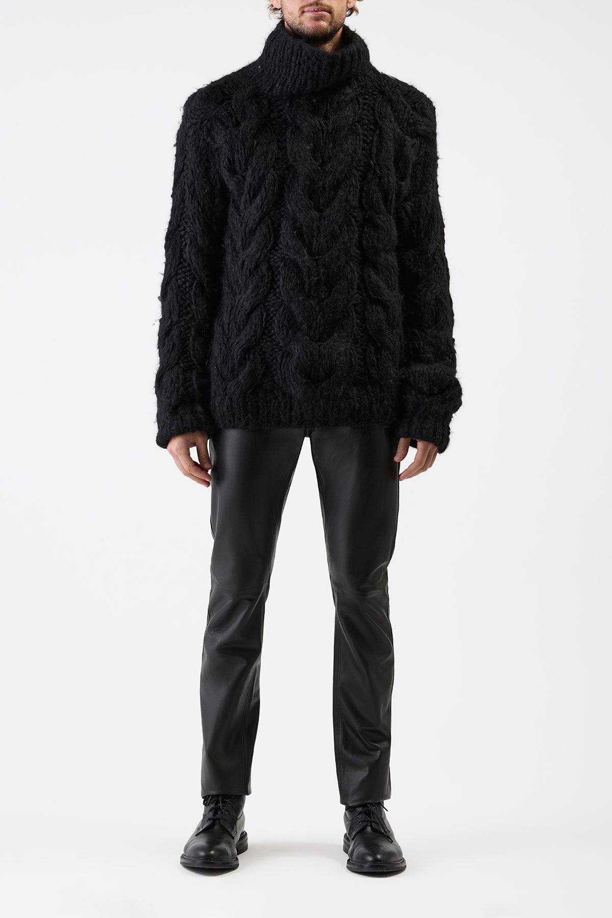 Ray Knit Sweater in Black Welfat Cashmere - 3