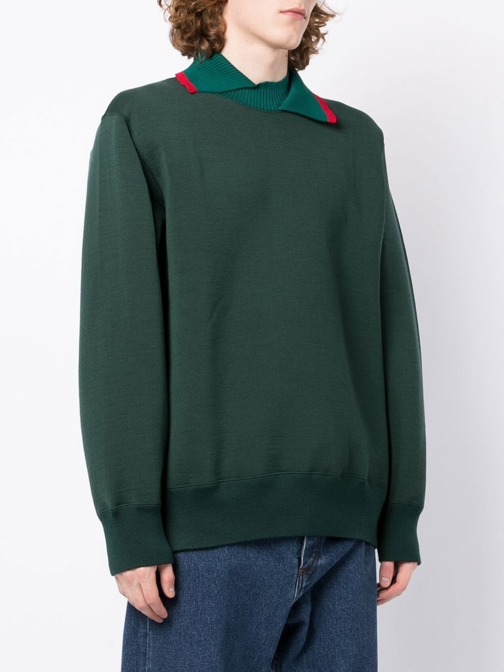 contrasting-collar detail sweatshirt - 3