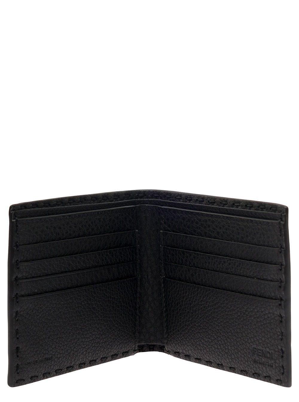 Fendi Men 'Selleria' Black Bifold Wallet With Fendi Lettering In Leather Man - 5