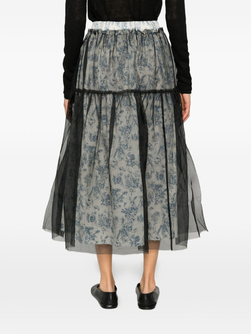 toile de Jouy tulle-overlay skirt 4