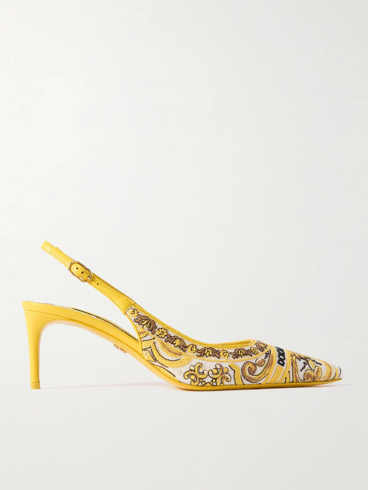 Maiolica Lollo Leather-trimmed Canvas-jacquard Slingback Pumps - 1