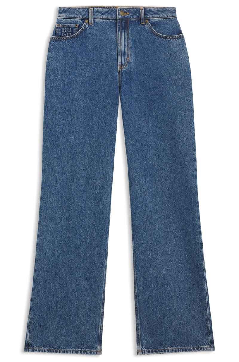 WIDE-LEG JEANS IN BLUE DENIM WITH STACKED LOGO 1