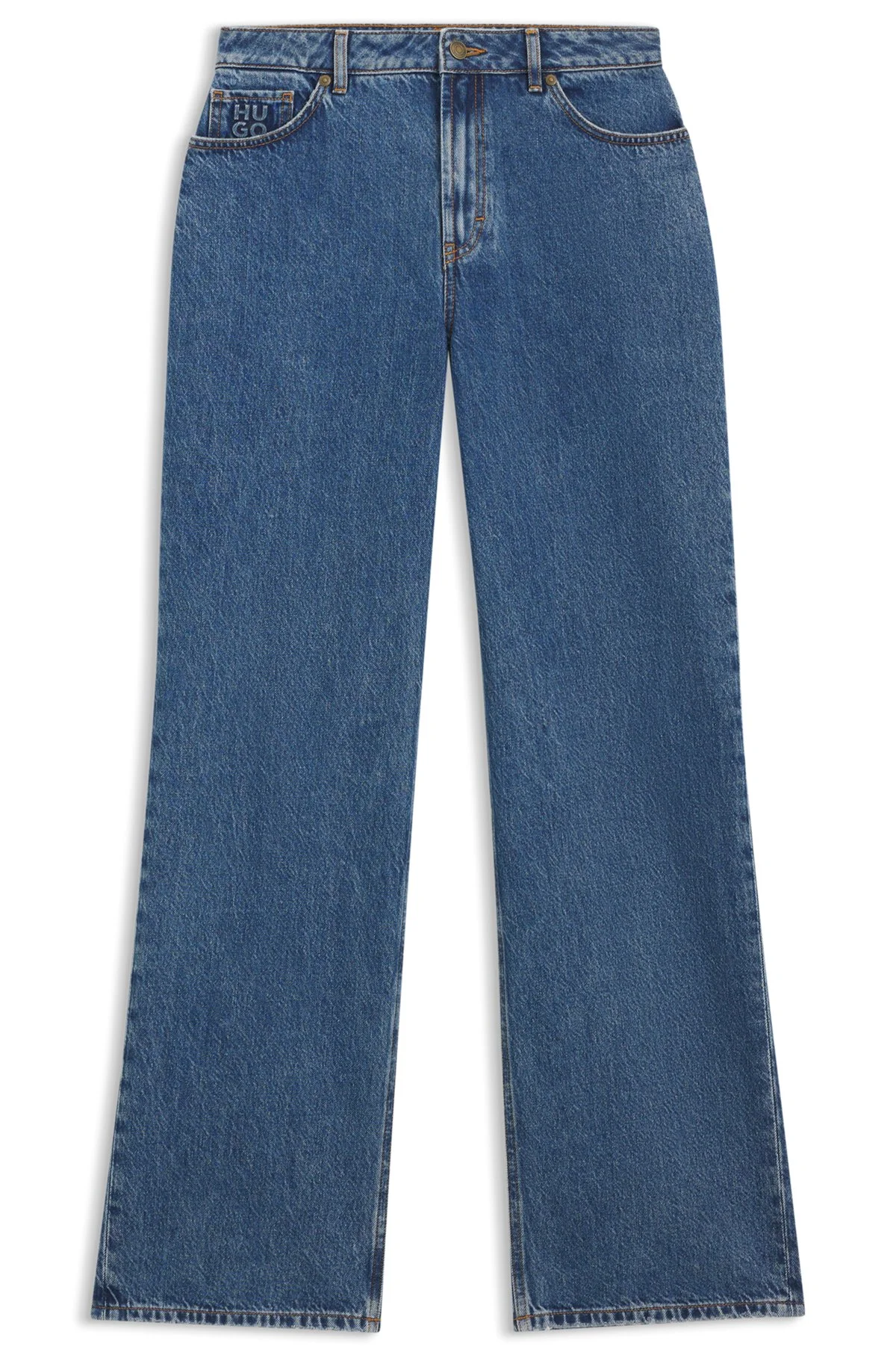 WIDE-LEG JEANS IN BLUE DENIM WITH STACKED LOGO - 1