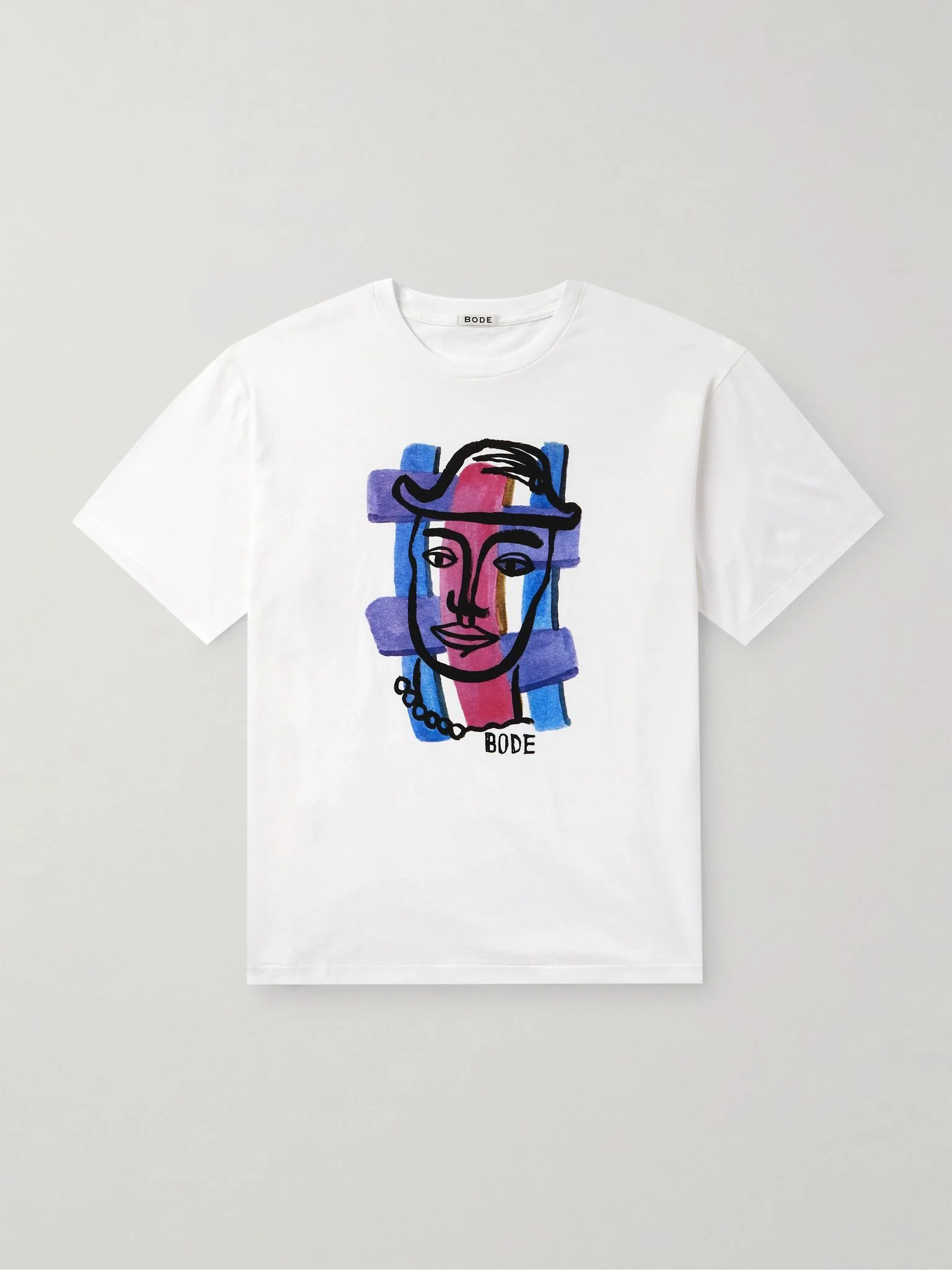 Chapeau Printed Cotton-Jersey T-Shirt White - 1