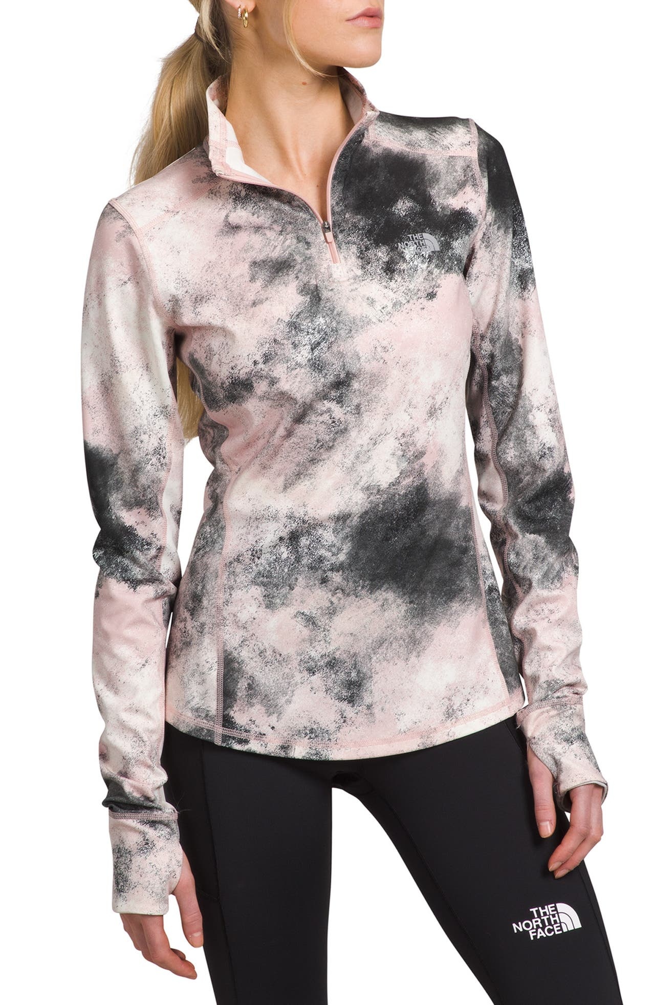 The North Face Warm Half Zip Pullover in Pink Moss Faded Dye Camo Print at Nordstrom - 1