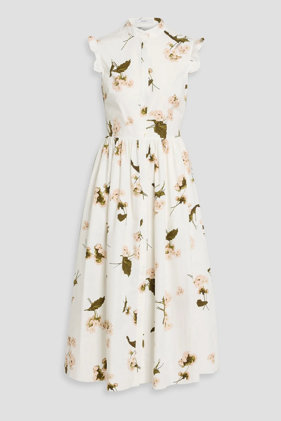 Floral-print cotton-poplin midi dress - 1