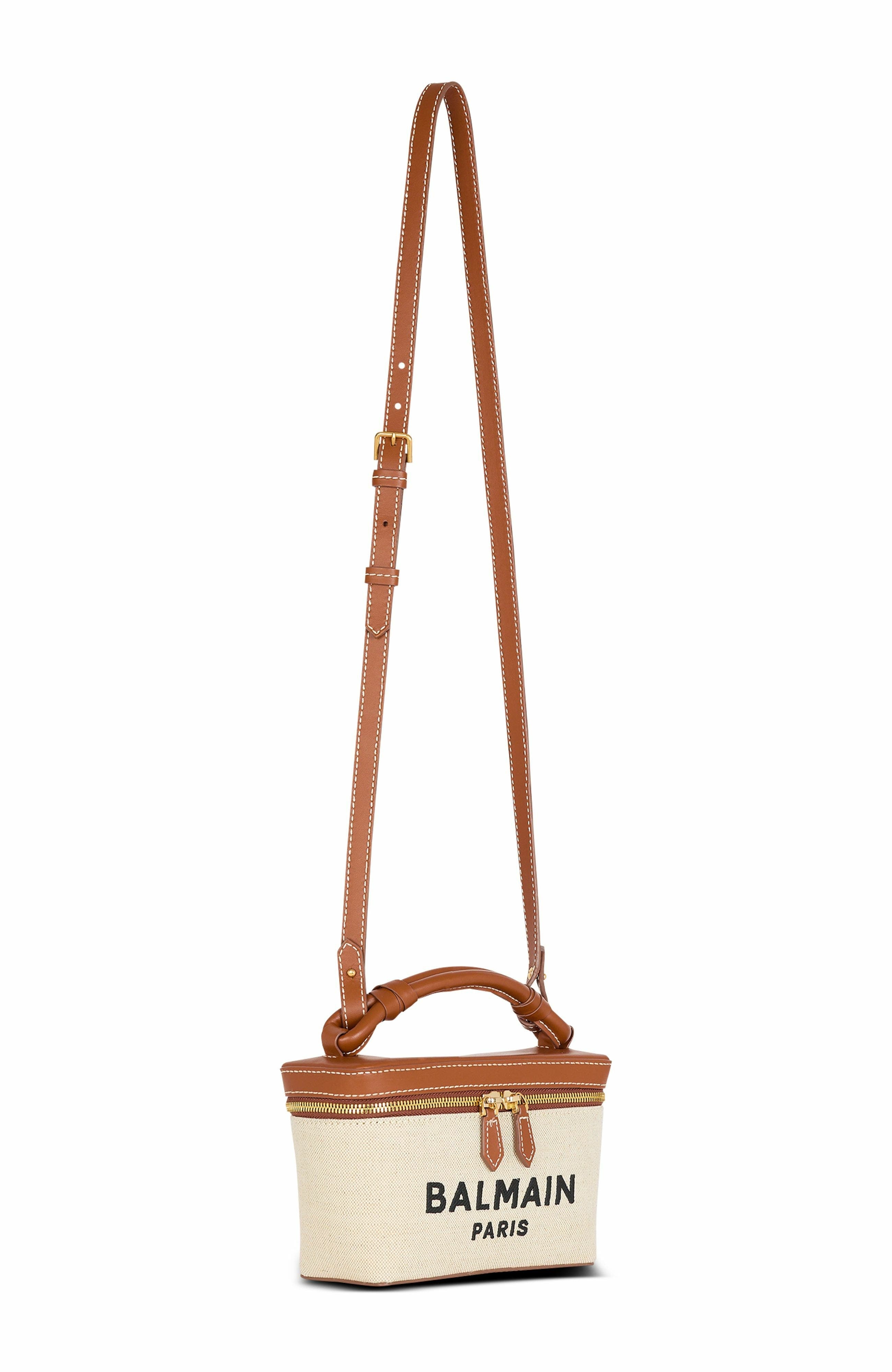 Balmain B-Army Vanity Case in canvas and leather in Beige at Nordstrom - 4