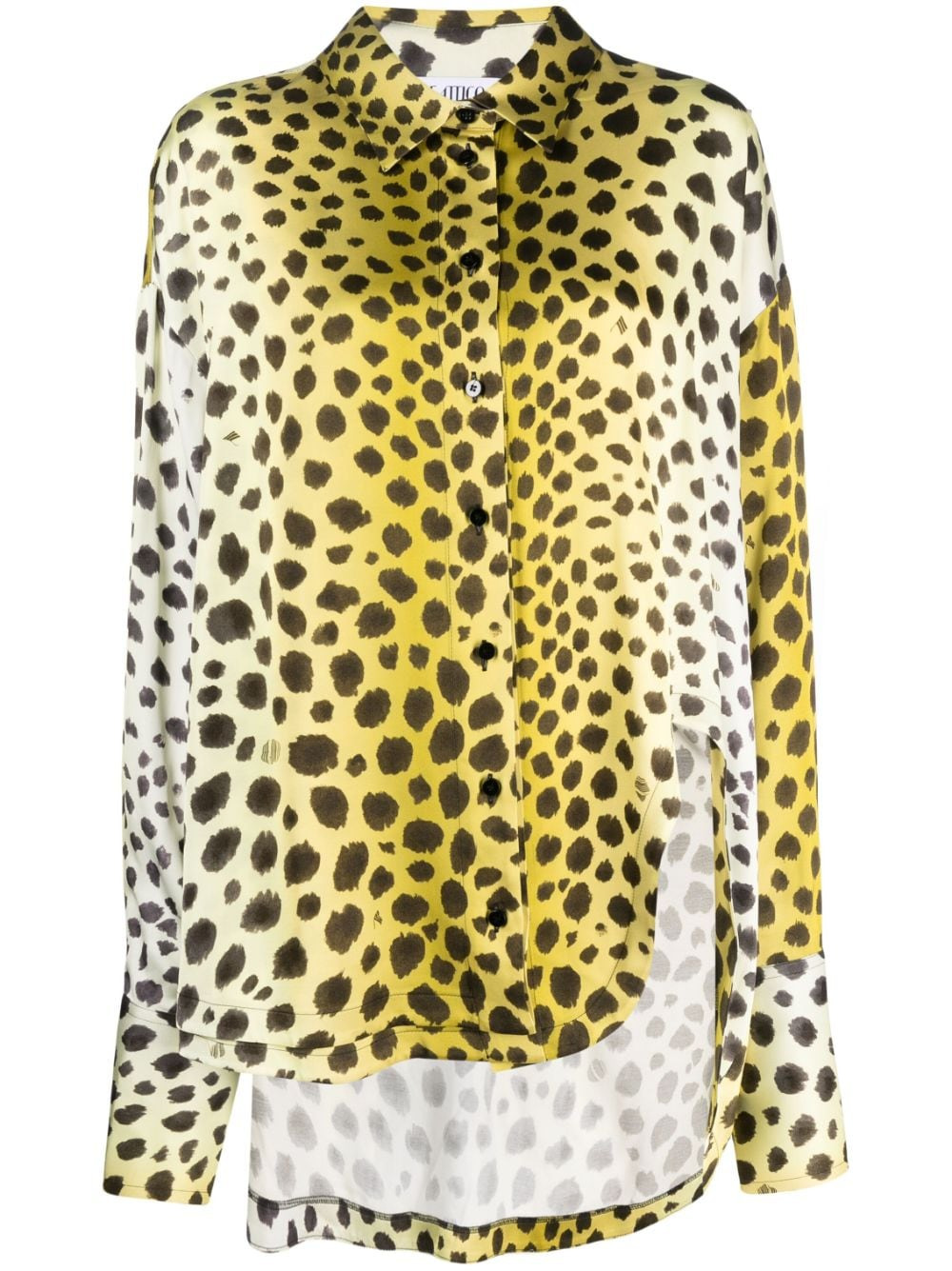 The Attico Women Kota Cheetah Printed Fluid Satin Shirt - 4