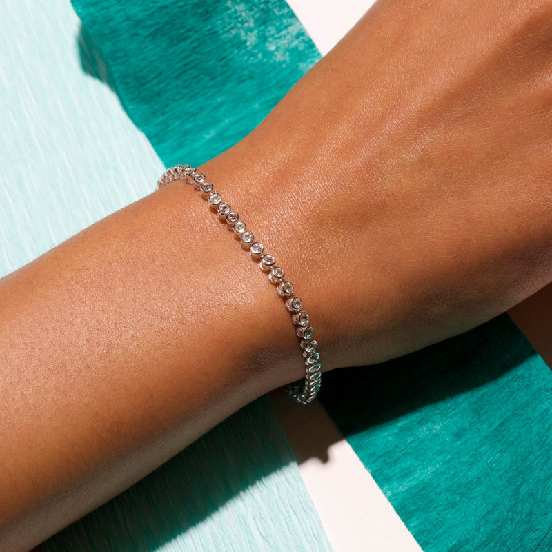 Silver White Topaz Tennis Bracelet 8