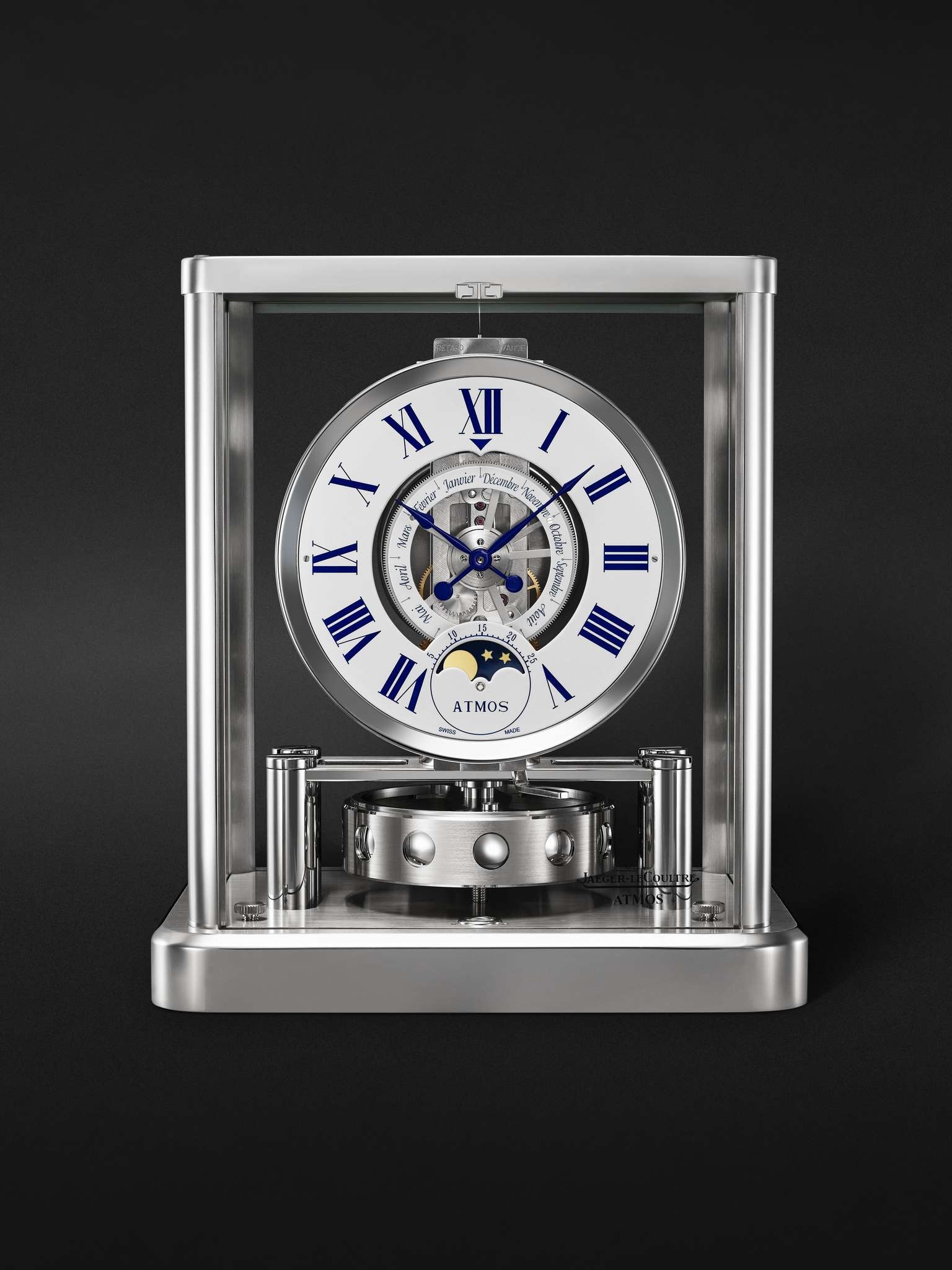 Atmos Classique Phases de Lune Perpetual Automatic Rhodium-Plated Table Clock, Ref. No. JLQ5112202 - 1